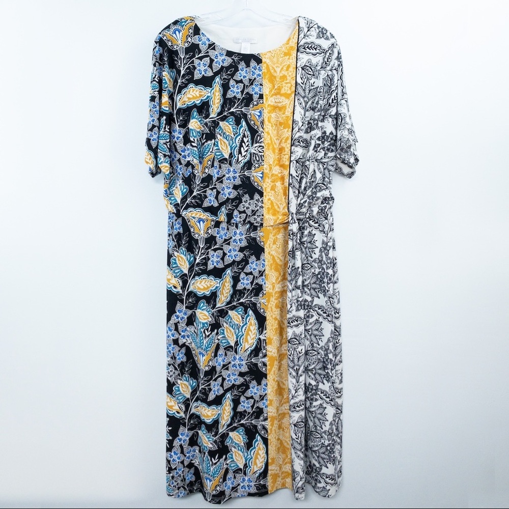 London Times Woman Mustard Patterned Dress 1X